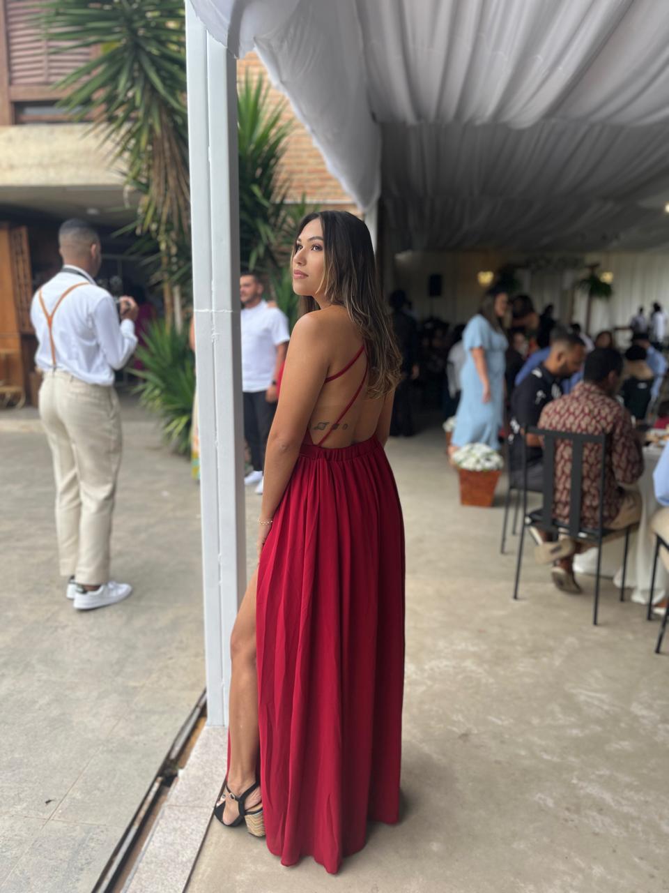 Vestido longo vermelho SHEIN — foto 2